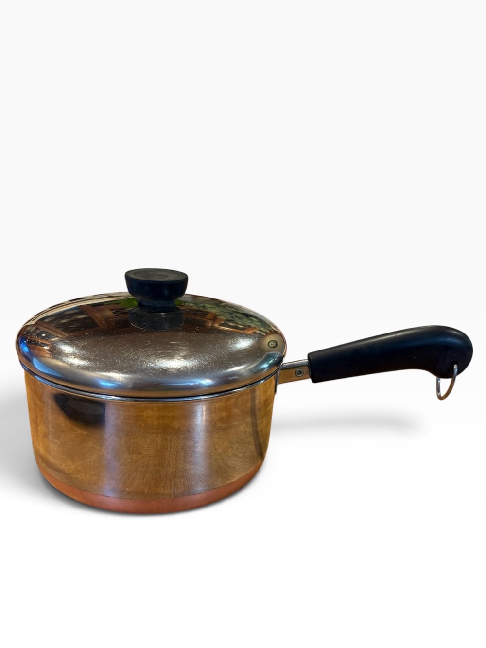 Vintage Revere Ware Copper Bottom Stainless Saucepan with Lid 2 quart